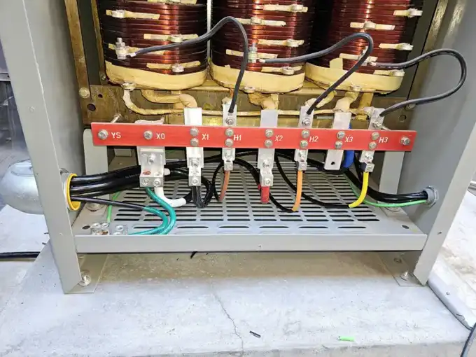 480V dry-type transformer terminations.